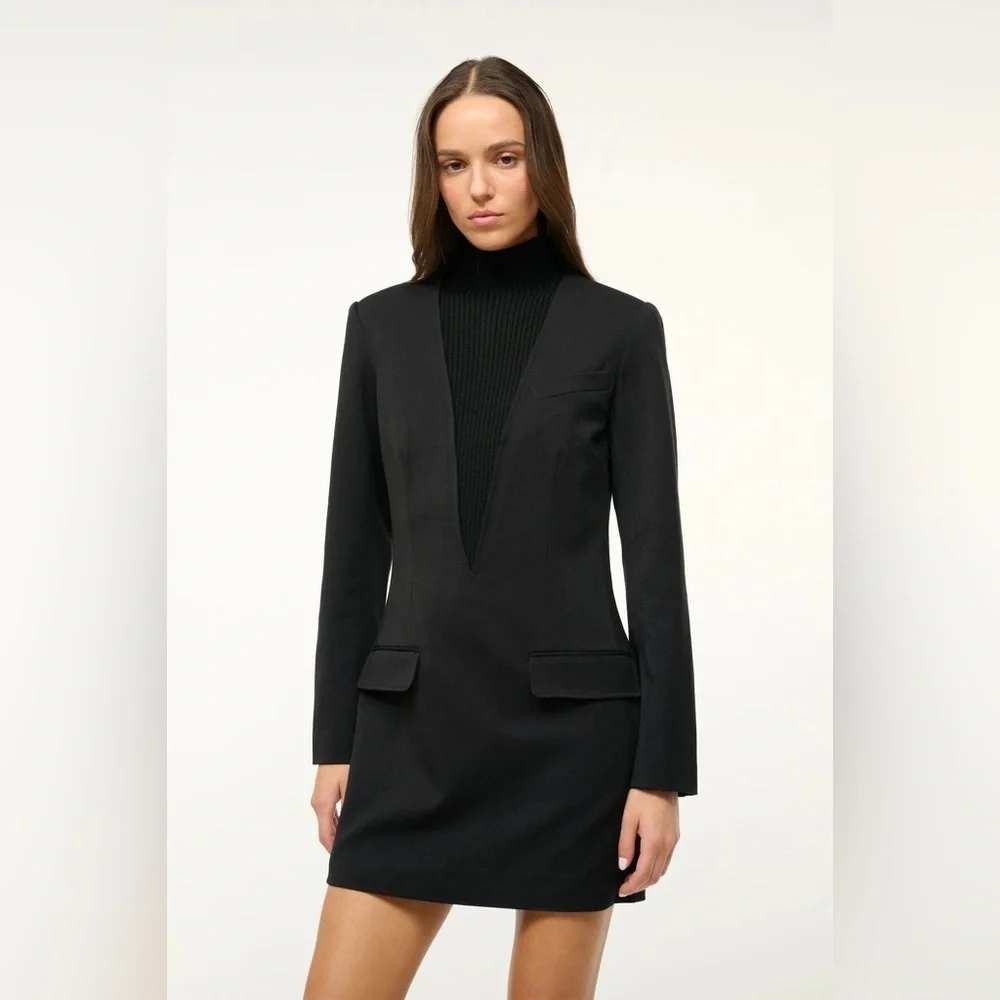 STAUD Mott Mini Dress Womens Black Size Medium